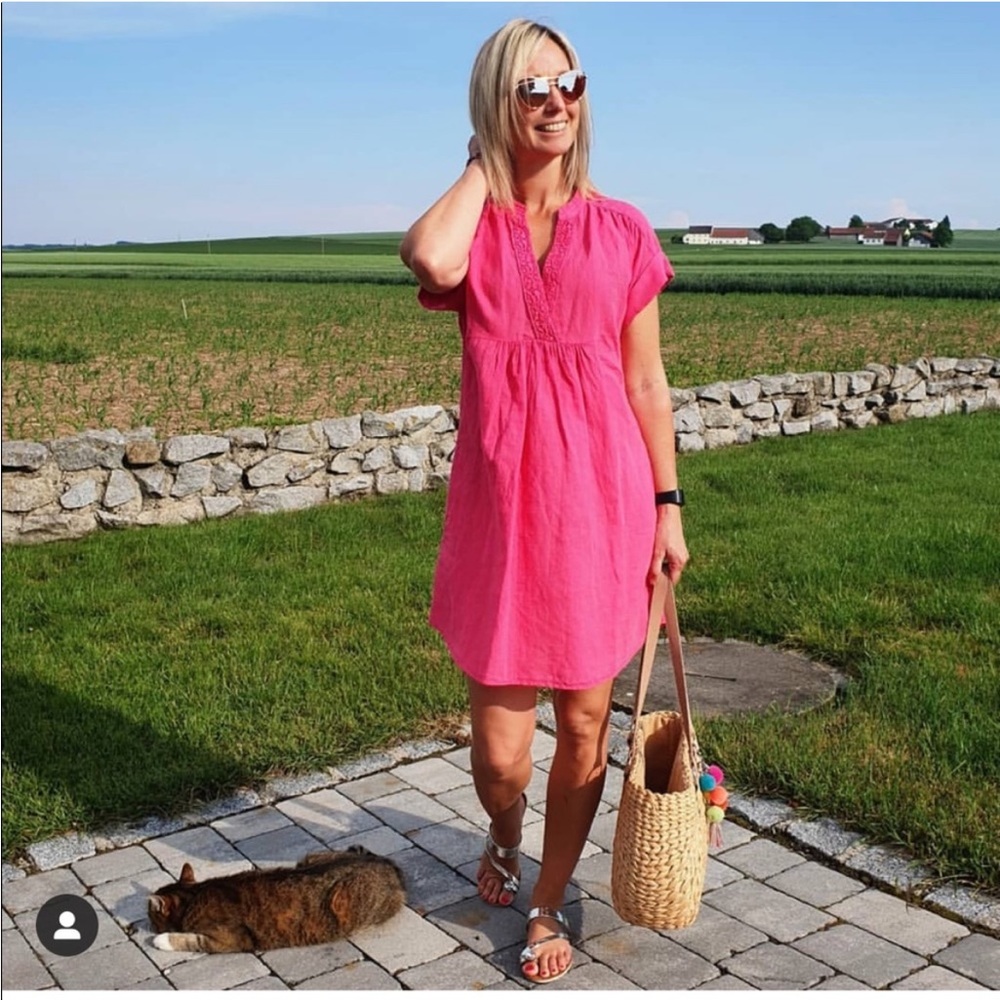 Zara Pink Mini Dress Tunic Cotton Linen XL NWT